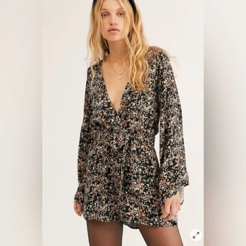FREE PEOPLE S long sleeve floral romper summer